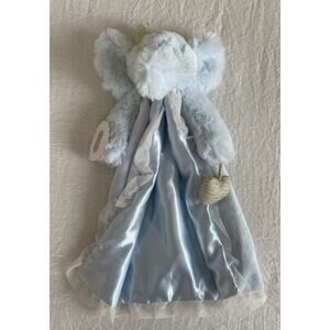 Mud Pie Elephant Lovie Blue Lovey With Crown Plush Soft Security Blanket NWT